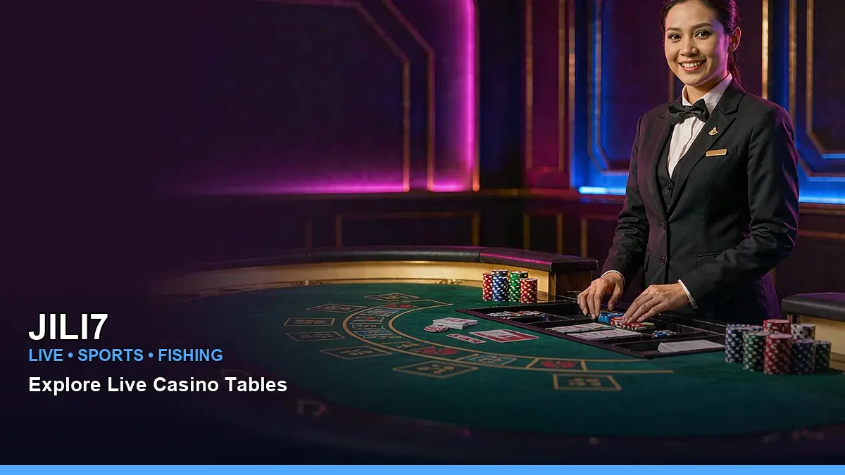JILI7 live casino table games in a dynamic left-framed layout for Philippine players